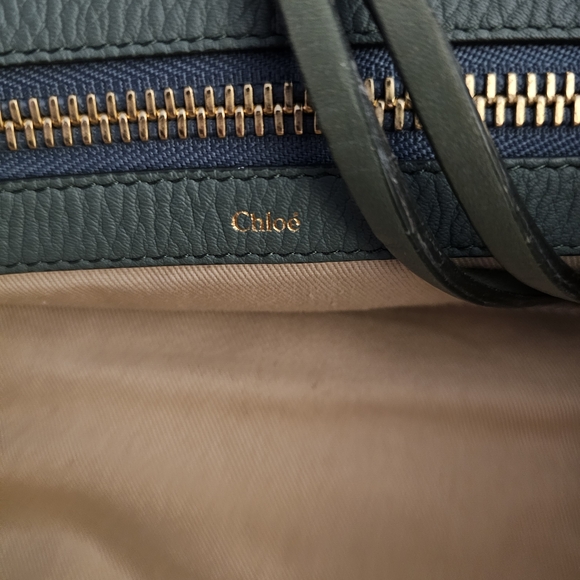 Chloe Dark Green Leather Tote - Picture 15 of 16
